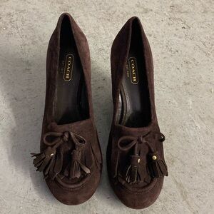 Coach Brown Wedges with Suede Tassels